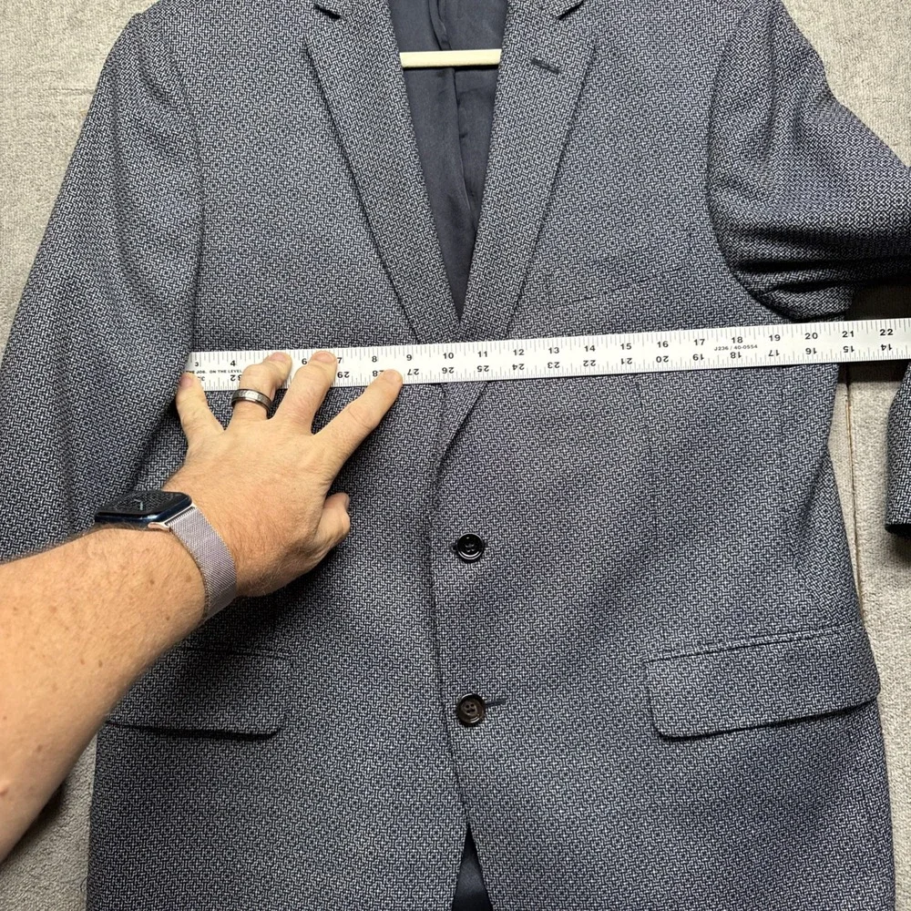 Ramsey Sartoria Guabello Super 110s Wool Blazer Black White Microcheck Men's 42R